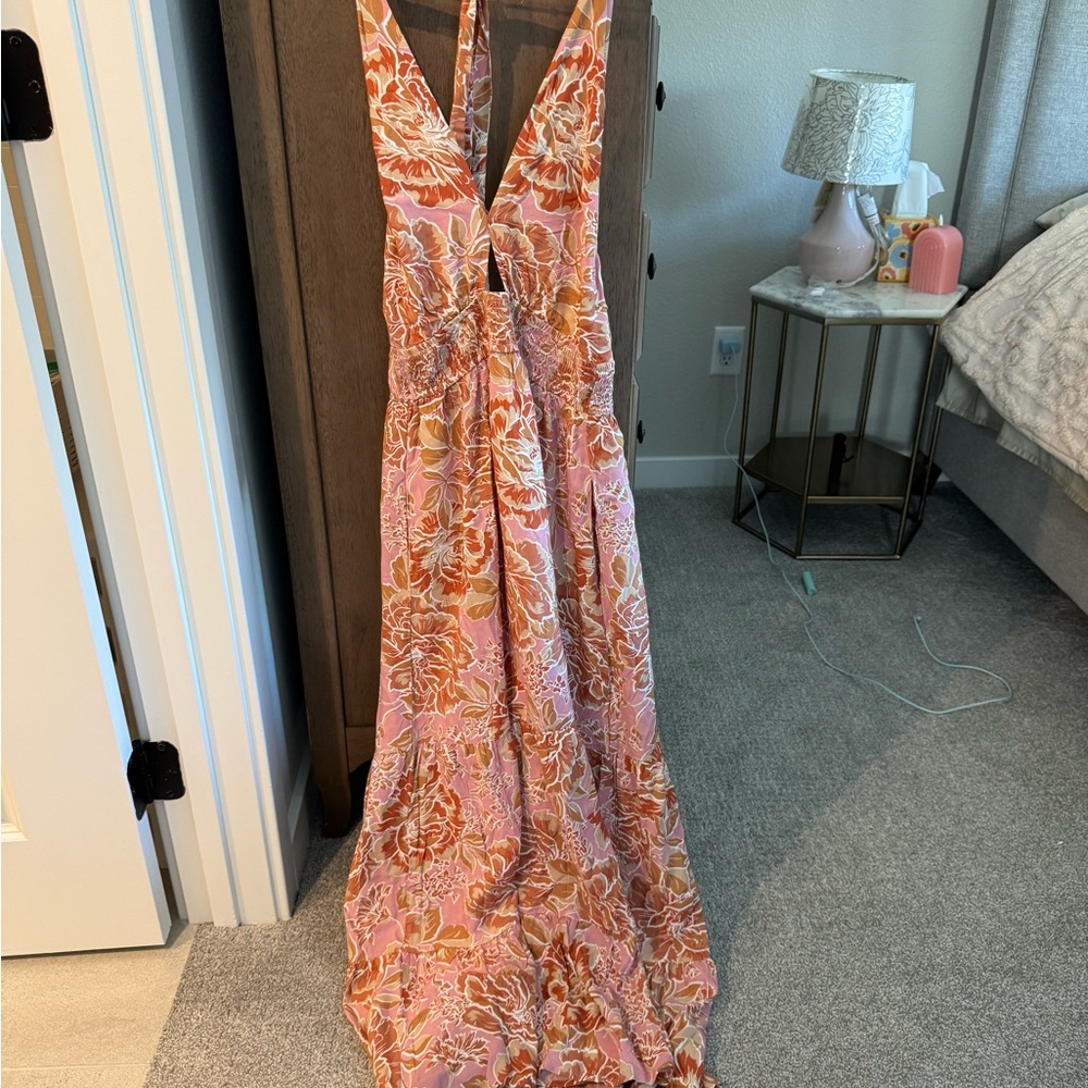 Amazon Pink Halter Sundress Resort Wear Maxi
